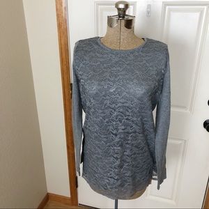 Chico’s Gray Lace Long Sleeve Top